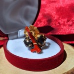 Gold-plated silver ring with coral