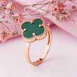 Red gold 585 gold ring with malachite ⌀12 mm