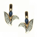 Golden earrings with sapphires and diamonds