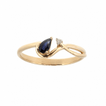 Gold ring with sapphire and diamond