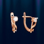 Earrings with zircon. Red gold 585