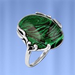 Кольцо с малахитом серебро
