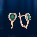 Gold earrings with diamonds & chrysoprase