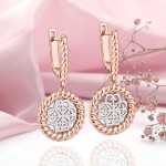 Earrings rose gold hanging Russian gold 585