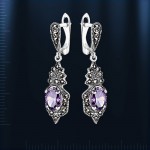 Ohrringe mit  Amethyst & Markisit,  Silber