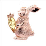 Broche "Lapin" en argent plaqué or. ambre