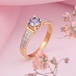 SOKOLOV in Germany yellow gold 585 gold ring with diamonds tanzanite