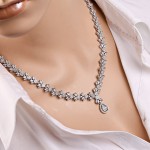 Silver necklace "Festival". Zirconia