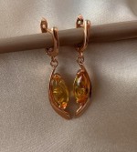 Boucles d'oreilles en argent plaqué or avec rayons d'ambre