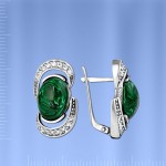 Русские серебряные серьги с малахитом.