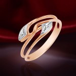 Prsten z červeného zlata a bílého zlata s diamanty