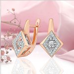Серьги "Танцы с бриллиантами" Русское золото 585 пробы