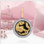 Ciondolo zodiacale in argento "Acquario". Zirconia e smalto