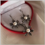 Parure en argent "Flocon de neige" avec perles