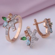 Ohrringe und Ring. Russisches Gold