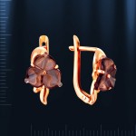 Earrings with quartz, Russian gold jewelry