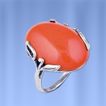 Ring with coral silver