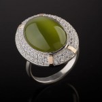 Кольцо с Улекситом Серебряное золото