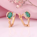 Gold earrings with diamonds & chrysoprase