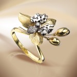 Inel de aur cu diamante. Bicolor