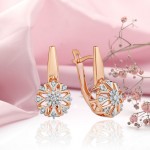 Gouden oorbellen met diamanten "Sneeuwvlokken"