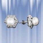 Cercei tip tip din argint 925 cu perle si zirconiu