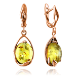 Gold-plated silver earrings with honey amber