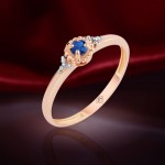 Gold ring with diamonds, sapphires