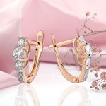 Boucles d'oreilles en or en zircone d'or russe 585