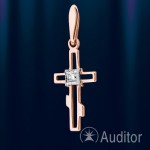 Крестик-кулон с блестящим русским золотом.