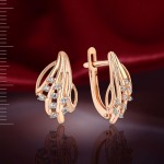 Golden earrings "Lily of the Valley", with zirconia