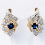 Gold earrings with sapphires and diamonds